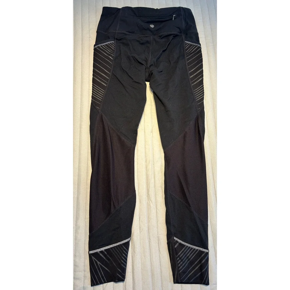 Athleta‎ Women's Black Athletic Leggings High Waist Side Pockets Size S